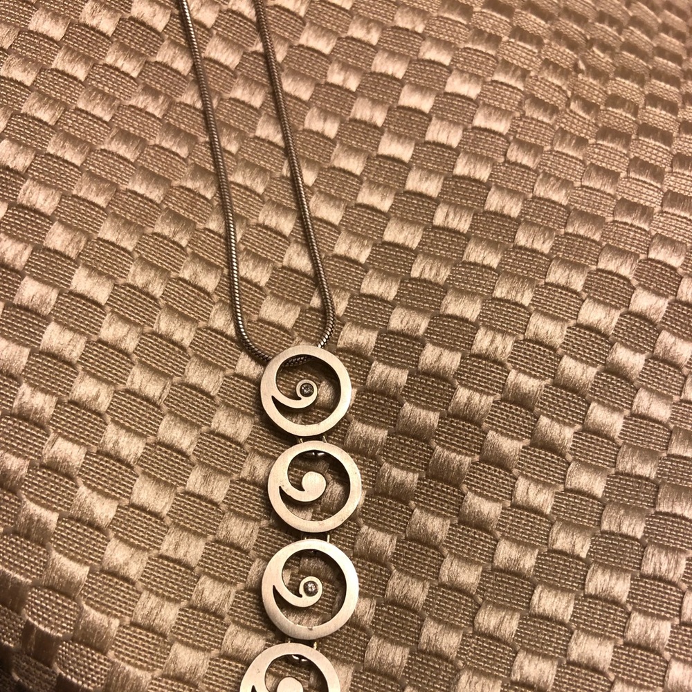 Sterling silver diamond Art Deco necklace